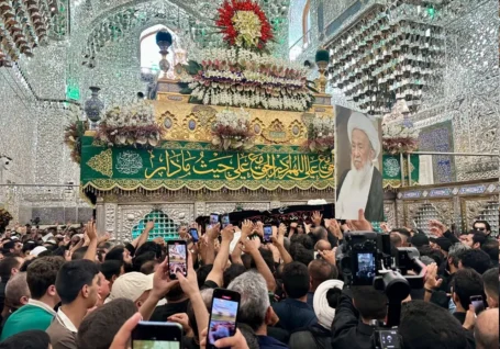پیکر آیت الله العظمی محمد اسحاق فیاض در کاظمین و کربلا تشییع شد